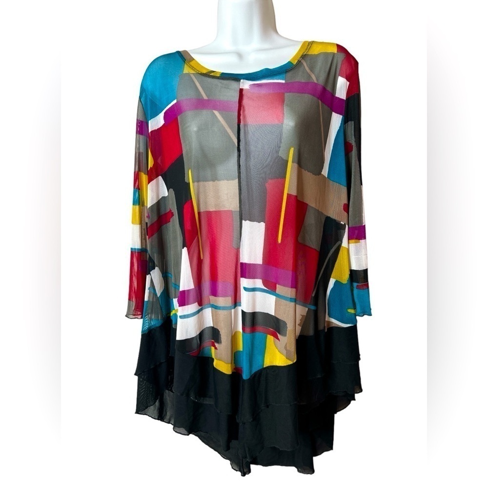 Ali Miles Womens Artsy Sheer Tunic Top Size
L Multicolor Flowy Layer - Picture 1 of 12